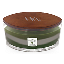 WoodWick Trilogy Mountain Trail - Horská stezka vonná svíčka s dřevěným širokým knotem a víčkem loď 453 g