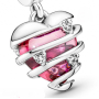 Zawieszka ze srebra próby 925 z Murano szkła różowe serce, wisiorek do bransoletki miłość