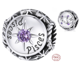 Zawieszka ze srebra 925 Znak zodiaku, cyrkonia sześcienna Ryby, koralik do bransoletki