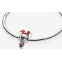Zawieszka ze srebra próby 925 Disney Minnie Mouse myszka w kropkowanej sukience i kokardką, koralik do bransoletki