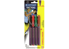 Centropen Tattoo marker na skórę zmywalny 4 sztuki + szablony