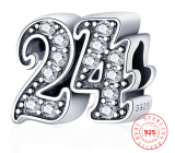 Charm Srebrny 925 24 rocznica, koralik na bransoletkę