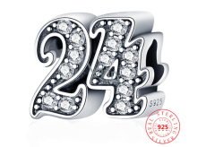 Charm Srebrny 925 24 rocznica, koralik na bransoletkę