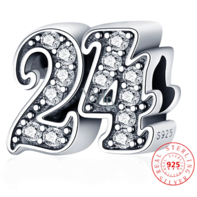 Charm Srebrny 925 24 rocznica, koralik na bransoletkę