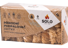 Solo přírodní dřevitá vlna podpalovač svitky, 32 podpalů