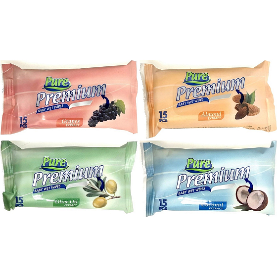 Pure Premium nawilżone chusteczki dla dzieci 15 sztuk