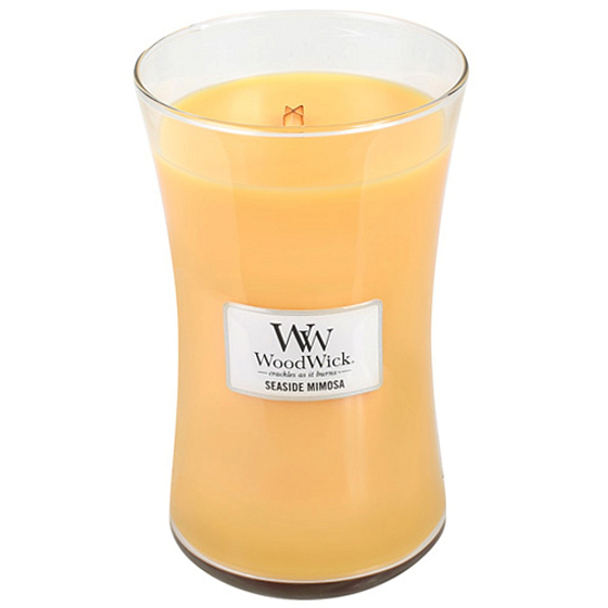WoodWick Seaside Mimosa - Mimóza na pobřeží vonná svíčka s dřevěným knotem a víčkem sklo velká 609,5 g