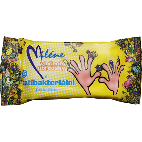Miléne Kids Wilgotne chusteczki z dodatkiem antybakteryjnym, 15 sztuk