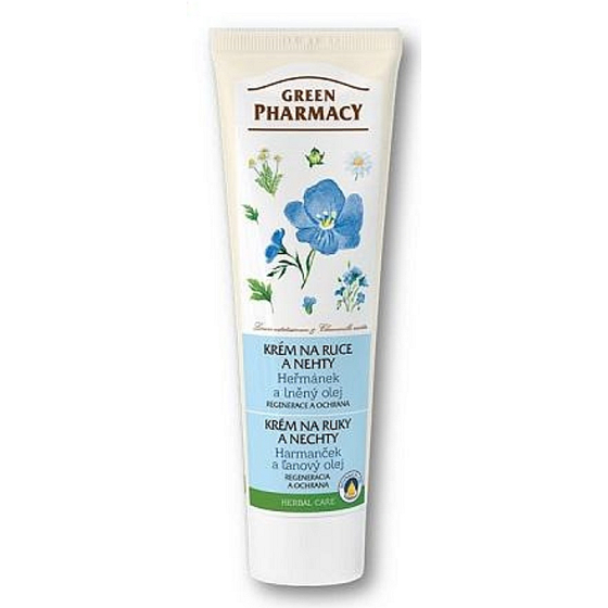 Green Pharmacy Rumianek i Olej lniany regeneracja + ochrona krem do rąk i paznokci 100 ml