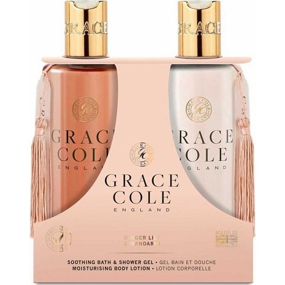 Grace Cole Ginger Lily & Mandarin - Lilie zázvorníková a mandarin sprchový gel 300 ml + hydratační tělové mléko 300 ml, kosmetická sada pro ženy