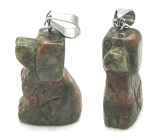 Unakit Pies przywieszek naturalny kamień, ręcznie szlifowana figurka 1,8 x 2,5 x 8 mm, kamień osobistego rozwoju i wizji