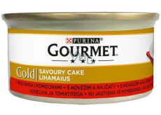 Gourmet Gold Savoury Cake gruba paszteta z wołowiny i pomidorów puszka dla dorosłych kotów 85 g