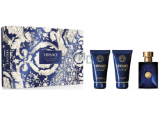 Versace Dylan Blue Pour Homme toaletní voda 50 ml + balzám po holení 50 ml + sprchový gel 50 ml, dárková sada pro muže