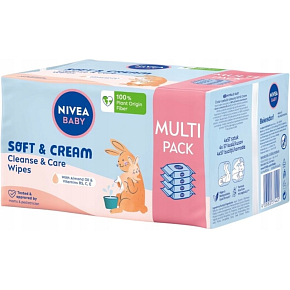 Nivea Baby Soft & Cream nawilżane chusteczki czyszczące i pielęgnacyjne 4 x 57 szt.