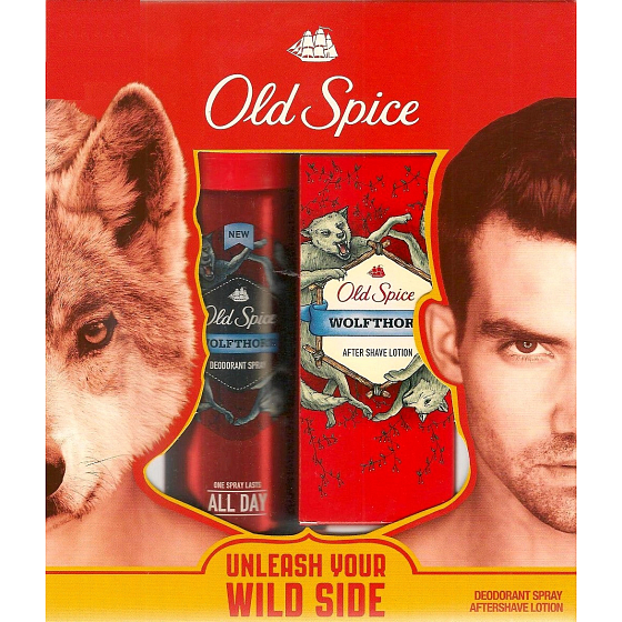 Old Spice Wolfthorn deodorant sprej 125 ml + voda po holení 100 ml, kosmetická sada