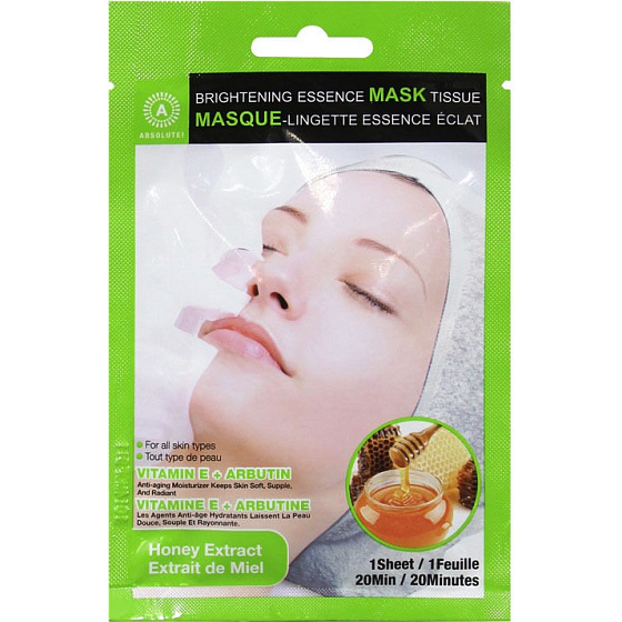 Absolute New York Brightening Essence Tissue Honey Extract pleťová a ubrousek 1 kus