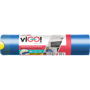 viGO worki na odpady, zasuwane, 12 µ, 50 × 60 cm, 35 l, 15 sztuk