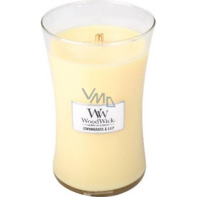 WoodWick Lemongrass & Lily - Citrónová tráva a lilie vonná svíčka s dřevěným knotem a víčkem sklo velká 609,5 g