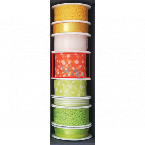Nekupto Stuha látková oranžová bílé puntíky 2 m x 40 mm