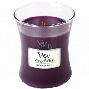 WoodWick Spiced Blackberry - Pikantní ostružina vonná svíčka s dřevěným knotem a víčkem sklo střední 275 g