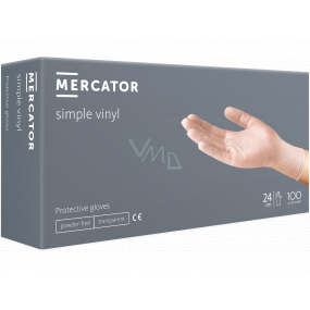 Mercator Rukavice hygienické jednorázové vinylové pudrované, velikost S, box 100 kusů, transparentní