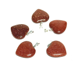 Goldstone złoty Sercowy wisiorek 20 mm, kamień ambicji