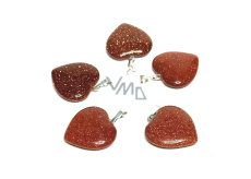 Goldstone złoty Sercowy wisiorek 20 mm, kamień ambicji