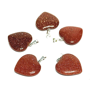 Goldstone złoty Sercowy wisiorek 20 mm, kamień ambicji