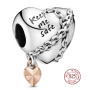 Charm Srebrna 925 Serce z łańcuszkiem Keep me safe, koralik na bransoletkę miłość
