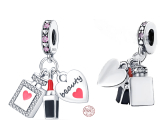 Charm Srebrna 925 Chic style - zawieszka, perfumy, serce 3w1, zawieszka na bransoletkę zainteresowania