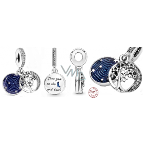 Zawieszka ze srebra próby 925 Galaktyka i drzewo 2w1, charms do bransoletki miłość