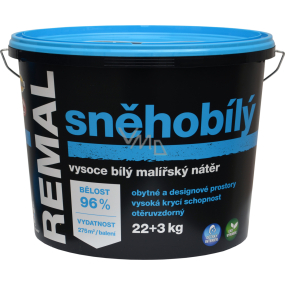 REMAL Śnieżnobiały wysoce biała farba na ścianę, 22+3 kg