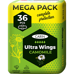Carin Ultra Wings Camomile damskie podkładki, 36 sztuk