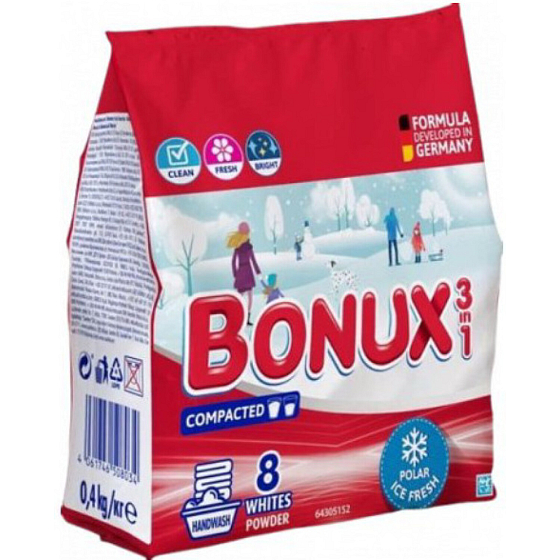 Bonux proszek do prania White Polar Ice Fresh, 400 g, 8 dawek