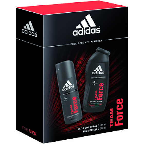 Adidas Team Force deodorant sprej pro muže 150 ml + sprchový gel 250 ml, kosmetická sada