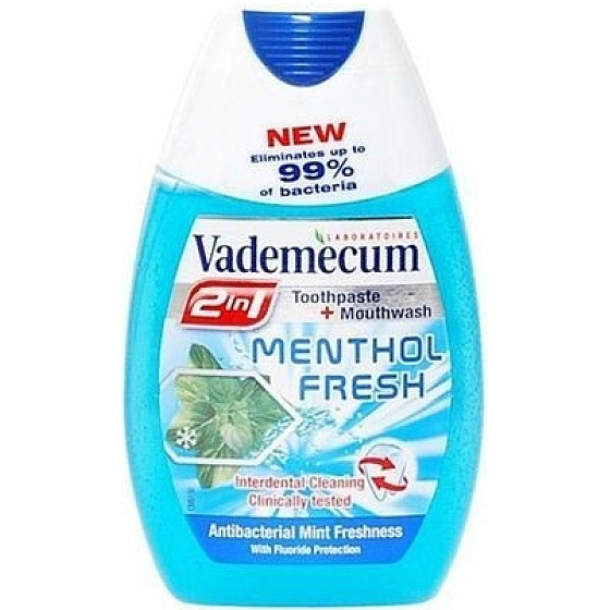 Vademecum Menthol Fresh 2v1 zubní pasta a ústní voda v jednom 75 ml