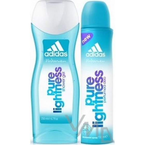Adidas Pure Lightness sprchový gel 250 ml + deodorant sprej pro ženy 150 ml, kosmetická sada