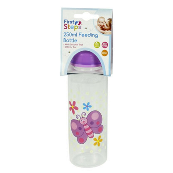 First Step Louka kojenecká láhev 0+ Motýl fialový 250 ml
