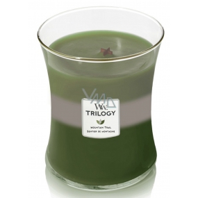 WoodWick Trilogy Mountain Trail - Horská stezka vonná svíčka s dřevěným knotem a víčkem sklo střední 275 g