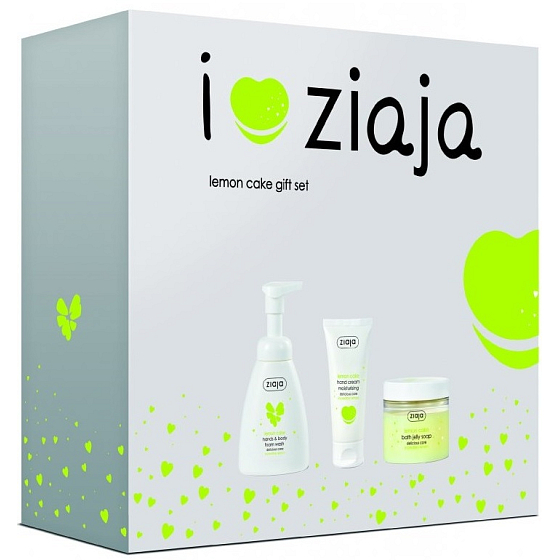 Ziaja Lemon Cake pěnové mýdlo na ruce a tělo 250 ml + krém na ruce 50 ml + mycí želé do koupele 260 ml, kosmetická sada