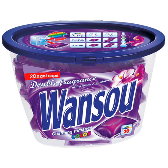 Wansou Color Charming Romance dvoukomorové gelové prací kapsle na barevné prádlo 20 kusů