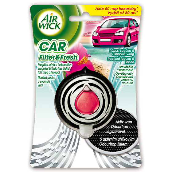 Air Wick Car Filter & Fresh Tropická laguna a ibišek osvěžovač vzduchu 3 ml