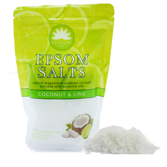 Elysium Spa Kokos i limonka relaksująca sól do kąpieli z naturalnym magnezem i olejkami eterycznymi 450 g