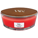 WoodWick Crimson Berries - Jeřabiny s kořením vonná svíčka s dřevěným širokým knotem a víčkem sklo loď 453 g