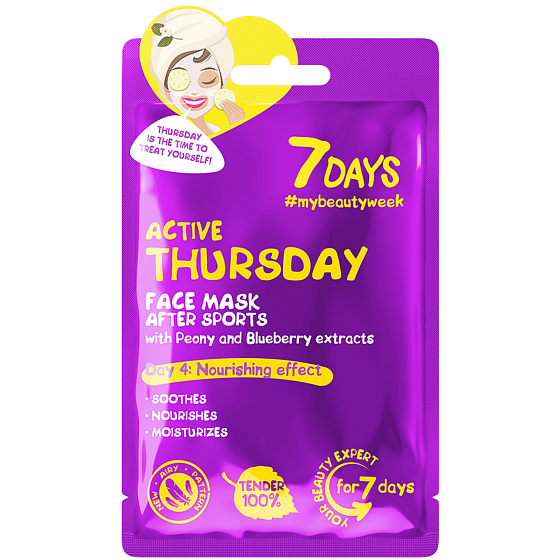 7Days Active Thursday tekstylna maska na twarz dla wszystkich typów cery 28 g