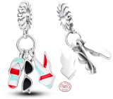 Charm Srebrna 925 Chic style - Letnia zabawa, okulary, kostiumy kąpielowe, klapki, 3w1 zawieszka na bransoletkę, zainteresowania