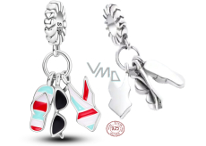 Charm Srebrna 925 Chic style - Letnia zabawa, okulary, kostiumy kąpielowe, klapki, 3w1 zawieszka na bransoletkę, zainteresowania