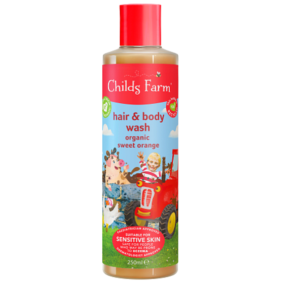 Childs Farm mydło emulsja do włosów i ciała słodka pomarańcza dla wrażliwej skóry 250 ml