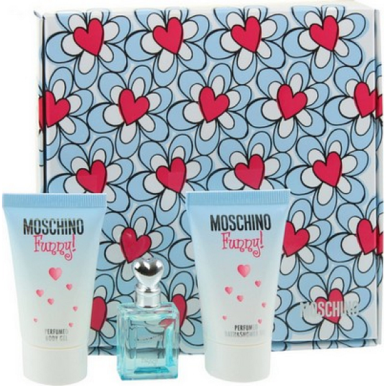 Moschino Funny! toaletní voda 4 ml + sprchový gel 25 ml + tělové mléko 25 ml, dárková sada