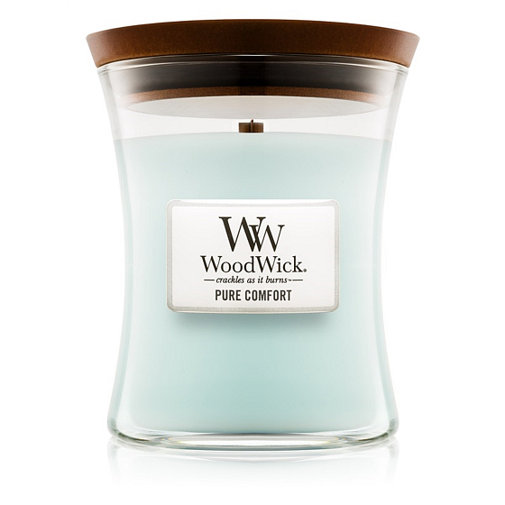 WoodWick Pure Comfort - Čistota a pohodlí vonná svíčka s dřevěným knotem a víčkem sklo střední 275 g